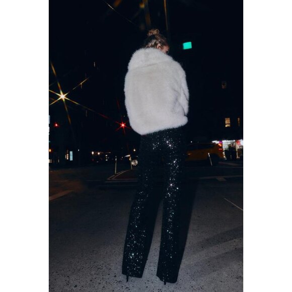 ZARA FLARE SEQUIN LEGGINGS - Picture 5 of 10
